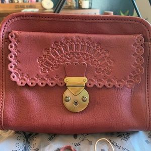 Isabella Fiore- small leather western inspired oxblood crossbody purse